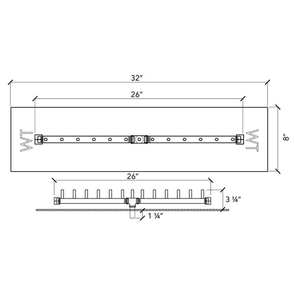 32" x 8" Linear Plate, CFBL130 Linear Crossfire Brass Fire Pit Insert
